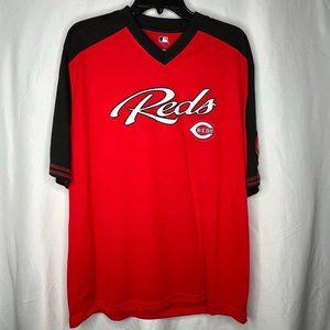 Cincinnati Reds Baseball Adult Men's Large Red V-Neck S/S Shirt MLB Genuine